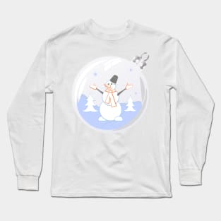 Happy snowman in glass Christmas bauble Long Sleeve T-Shirt